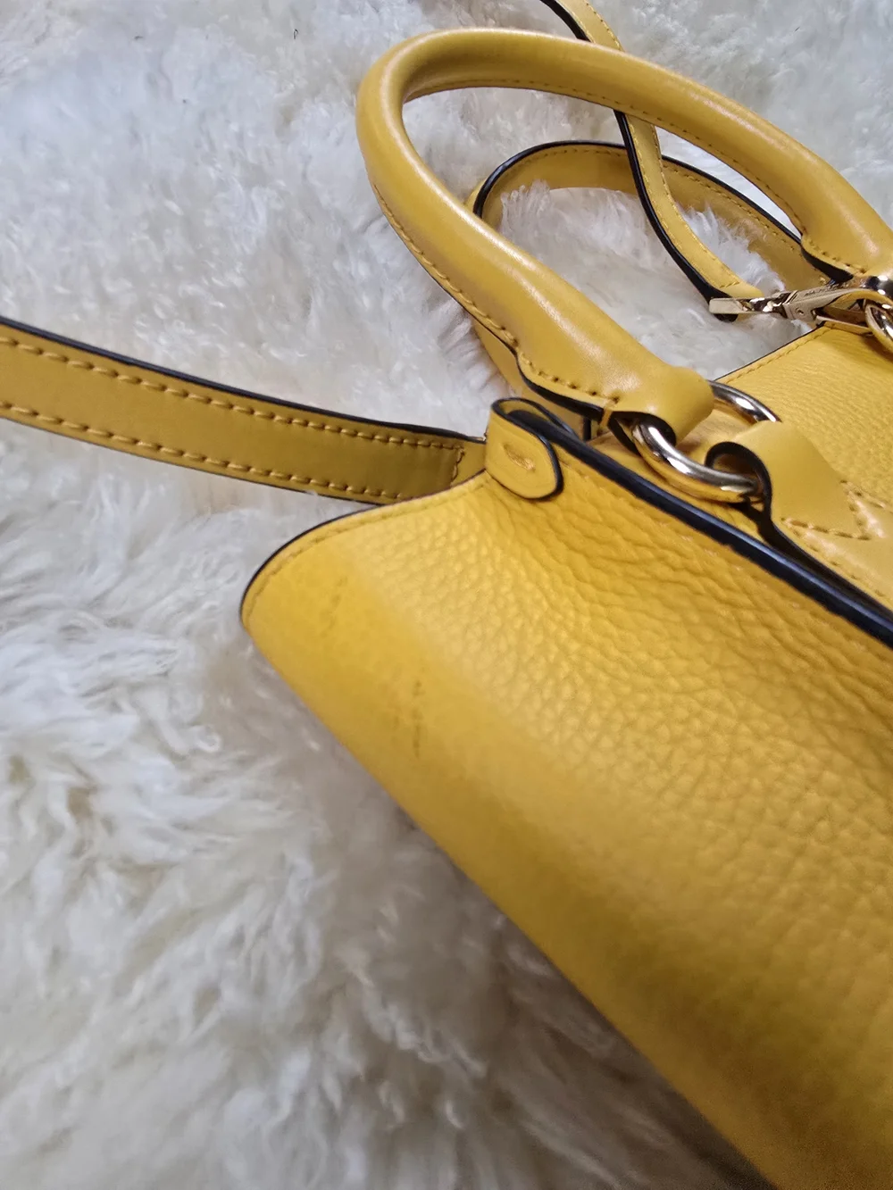 Michael Kors Yellow Pebbled Leather Mini Satchel